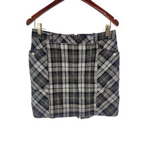 EDDIE BAUER Women's Gray Black Plaid Wool Mini Pencil Skirt Size 6
